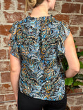 Veronica M Ruffle Top in Arabella-111 Woven Tops - Short Sleeve-Little Bird Boutique