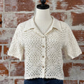 Apricot Crochet Top in Stone-132 - Sweaters S/S (Dec - May)-Little Bird Boutique