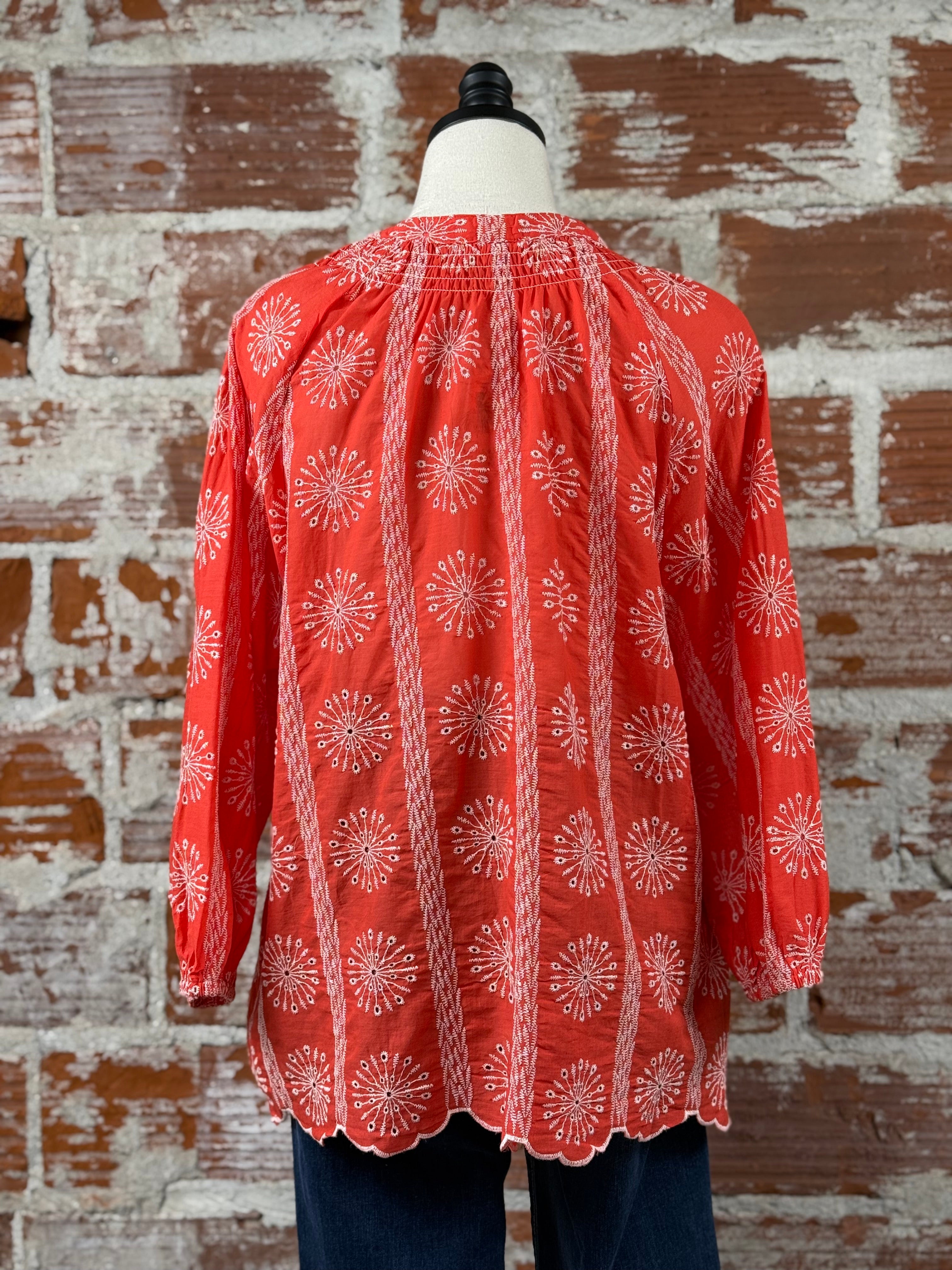Brooke Top in Boho Red-112 - Woven Top S/S (Dec - May)-Little Bird Boutique
