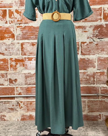 Apricot Boho Belted Skirt in Green-231 Skirts-Little Bird Boutique