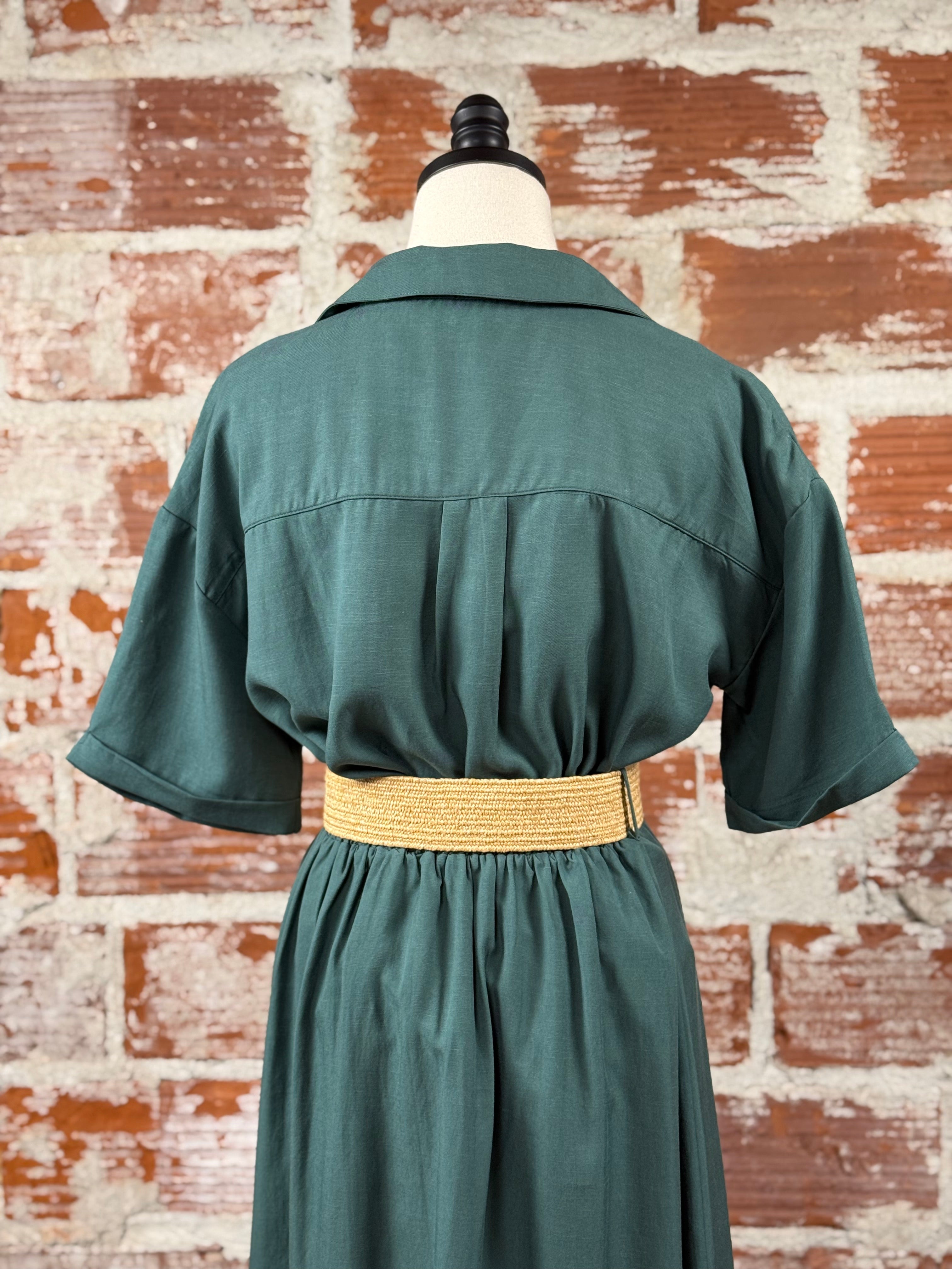 Apricot Safari Top in Green-112 - Woven Top S/S (Dec - May)-Little Bird Boutique