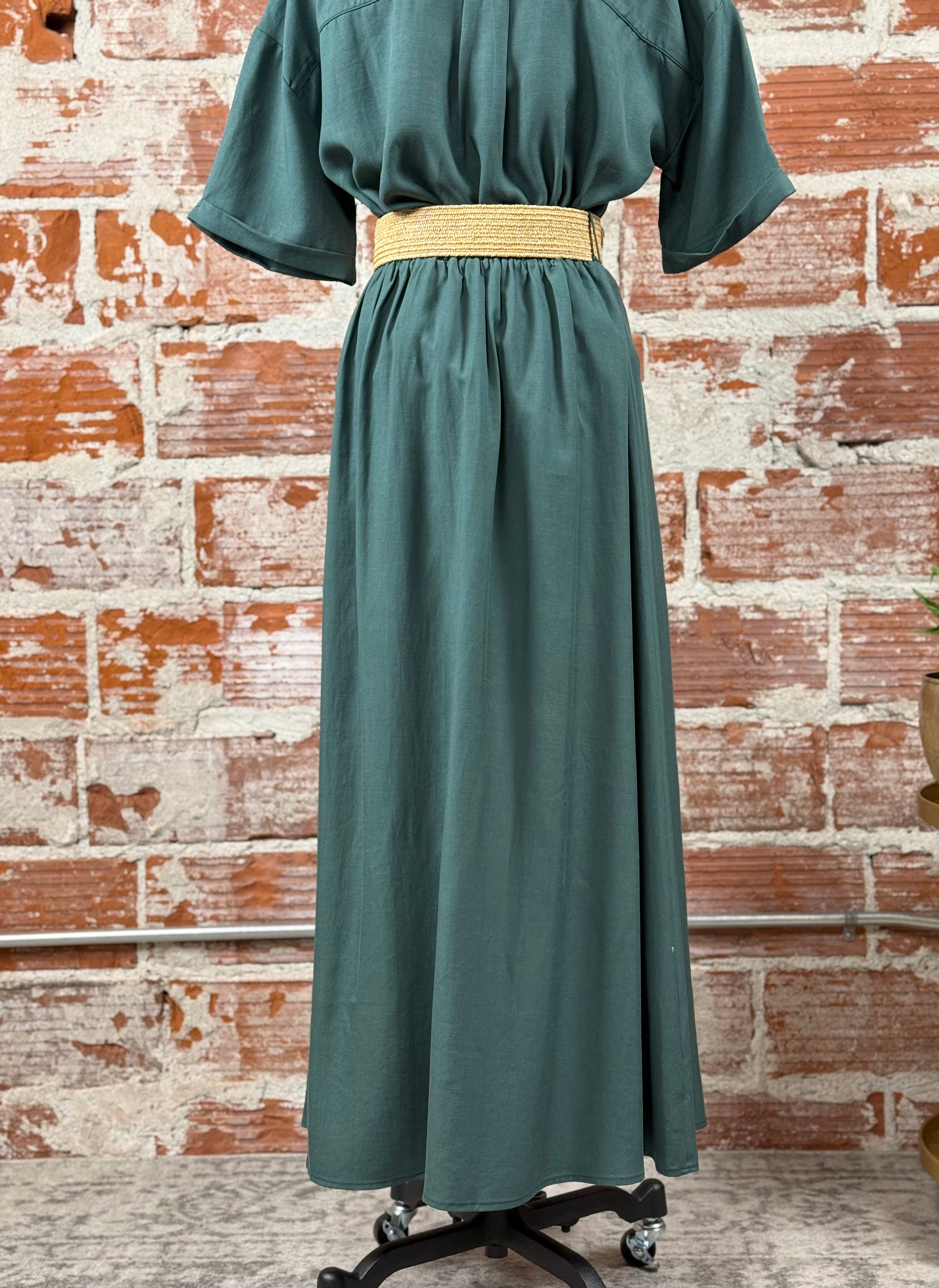 Apricot Boho Belted Skirt in Green-231 Skirts-Little Bird Boutique