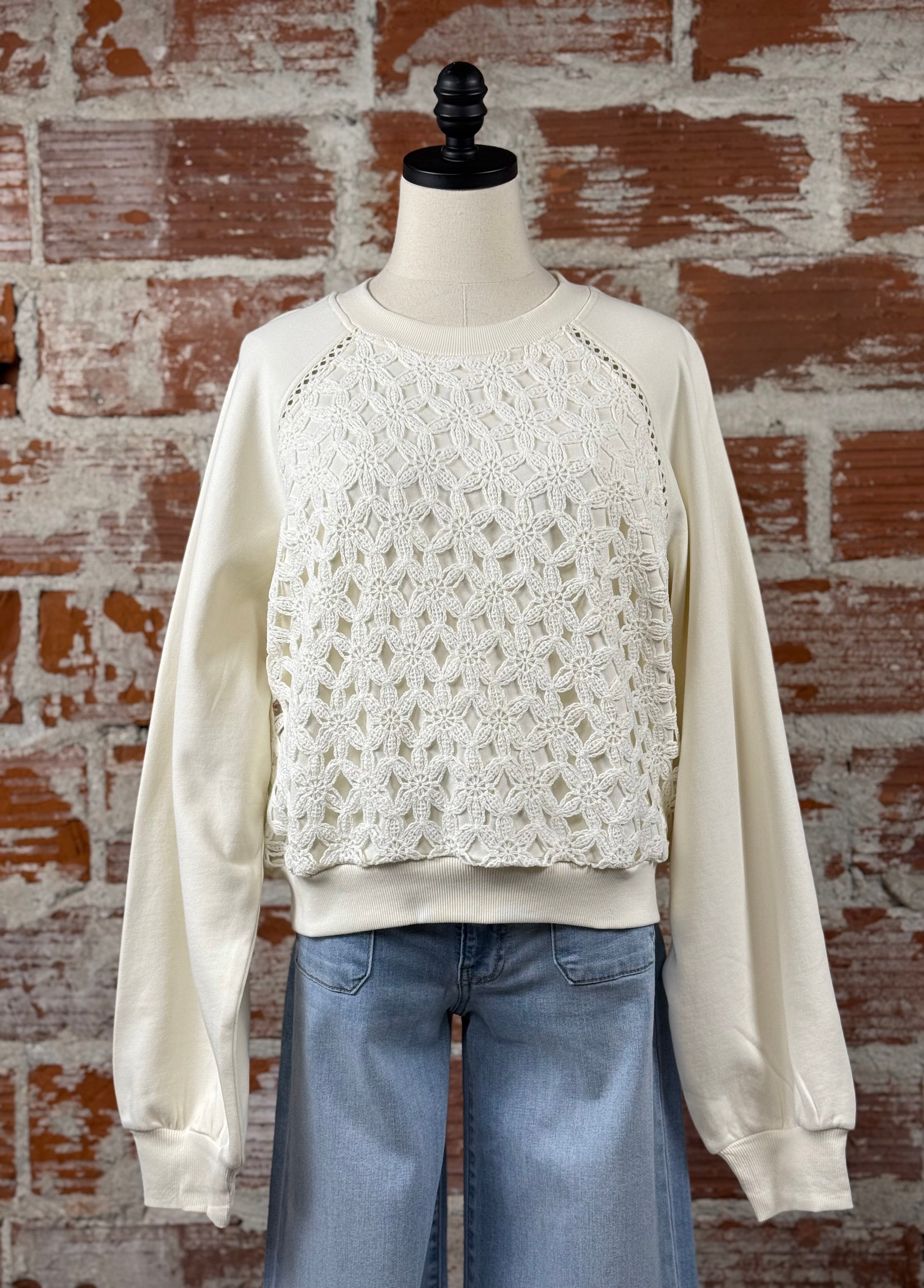 Jess Sweatshirt in Cream-142 Sweatshirts & Hoodies-Little Bird Boutique