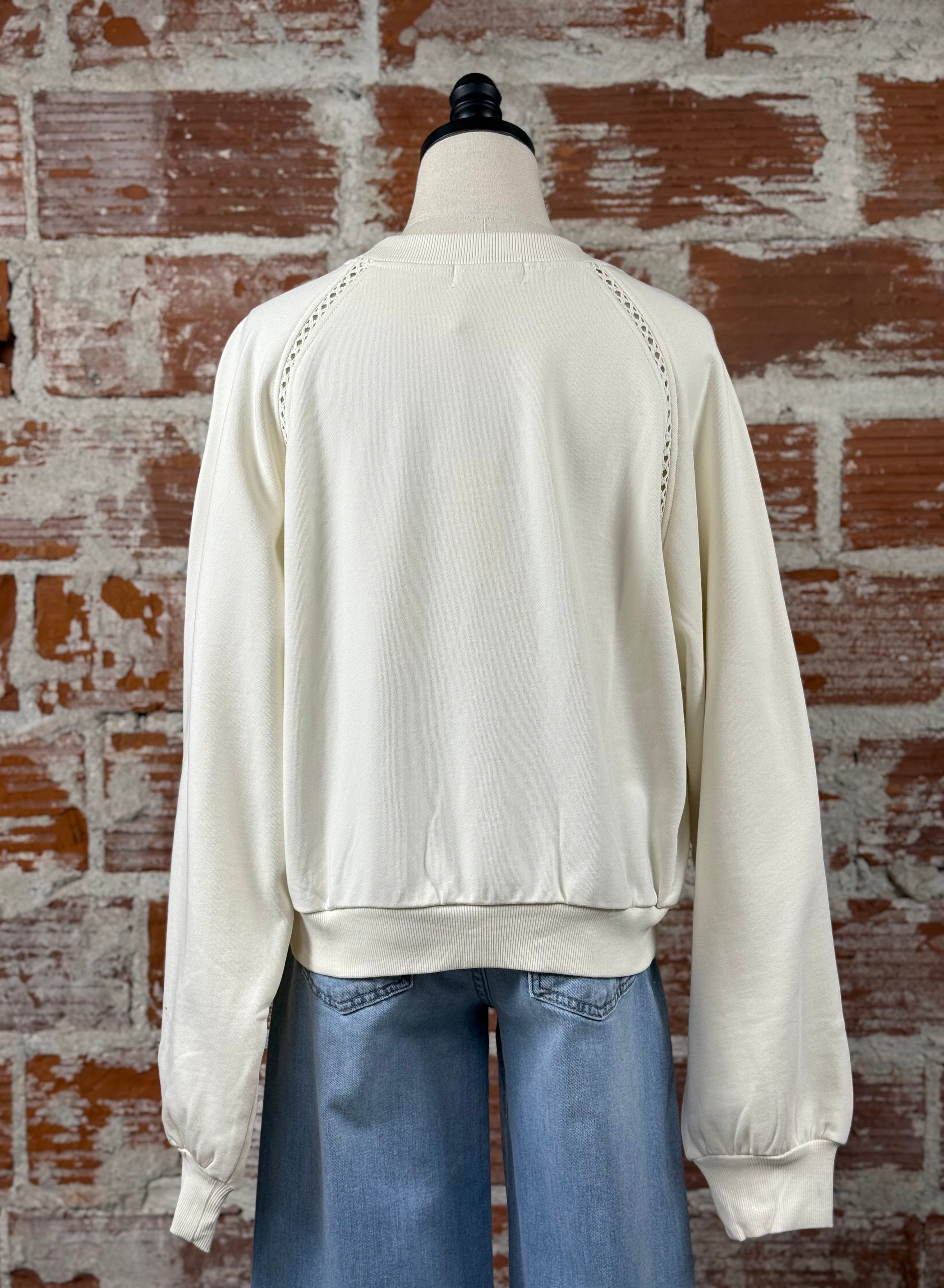 Jess Sweatshirt in Cream-142 Sweatshirts & Hoodies-Little Bird Boutique