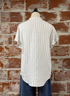 Chloe Top in Off White and Black Stripe-112 - Woven Top S/S (Dec - May)-Little Bird Boutique