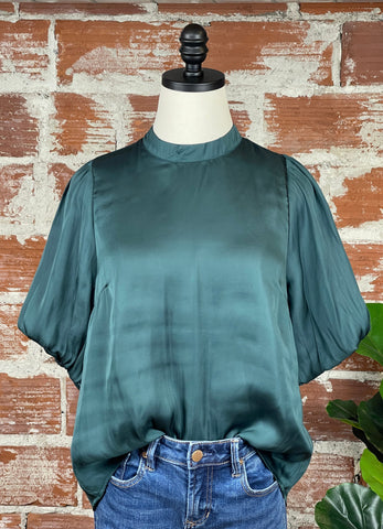 Bubble Sleeve Top in Emerald