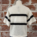 Sanctuary Open Work Tee Sweater in Black and Chalk-132 - Sweaters S/S (Dec - May)-Little Bird Boutique