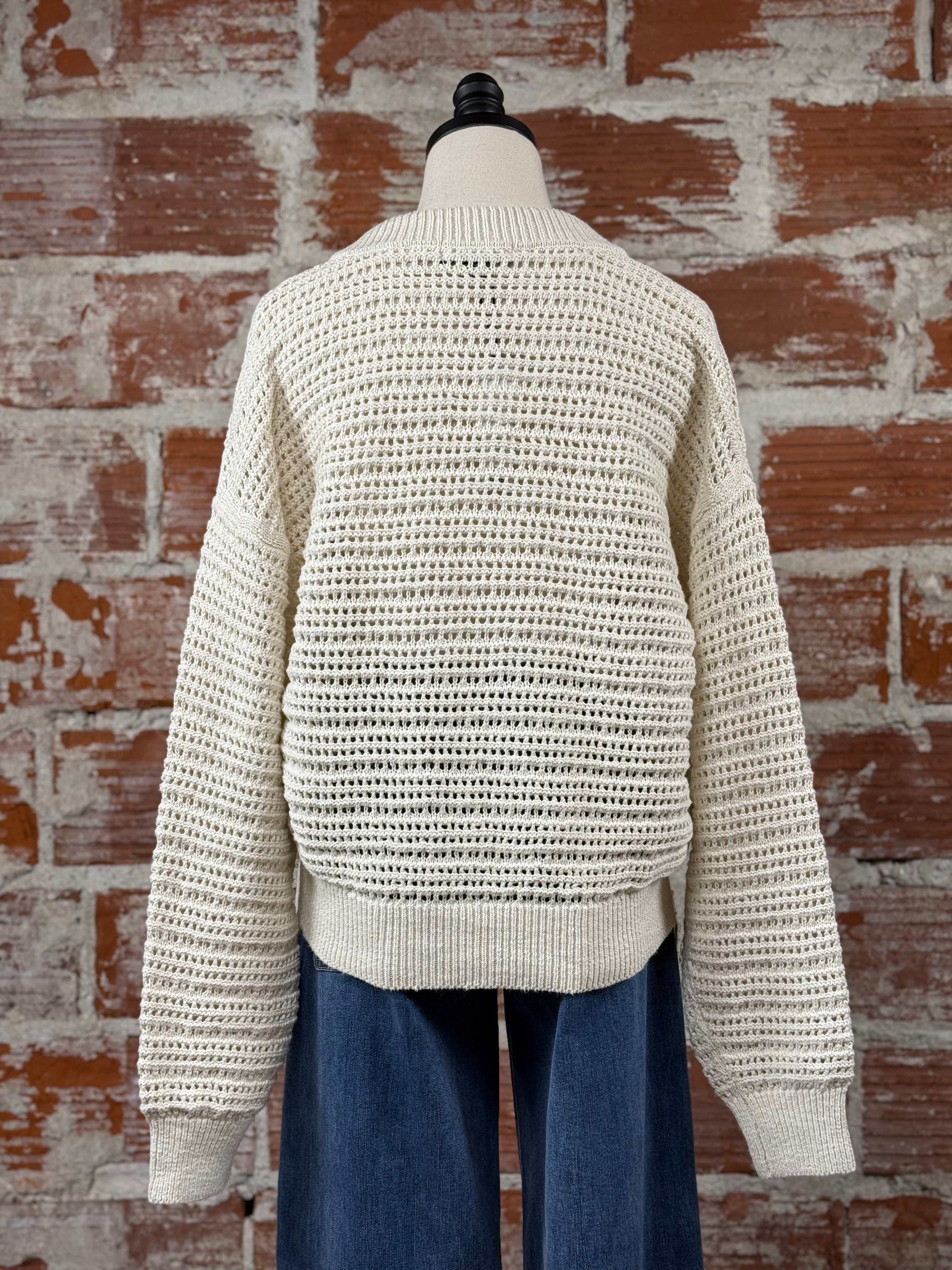 Sanctuary Open Knit Bomber in Chalk-132 - Sweaters S/S (Dec - May)-Little Bird Boutique