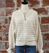 Sanctuary Open Knit Bomber in Chalk-132 - Sweaters S/S (Dec - May)-Little Bird Boutique