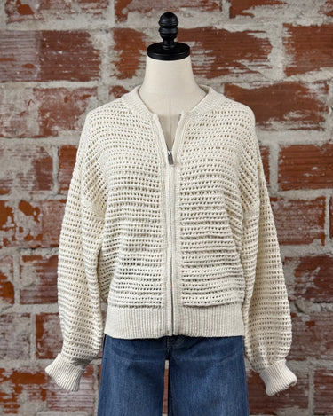 Sanctuary Open Knit Bomber in Chalk-132 - Sweaters S/S (Dec - May)-Little Bird Boutique