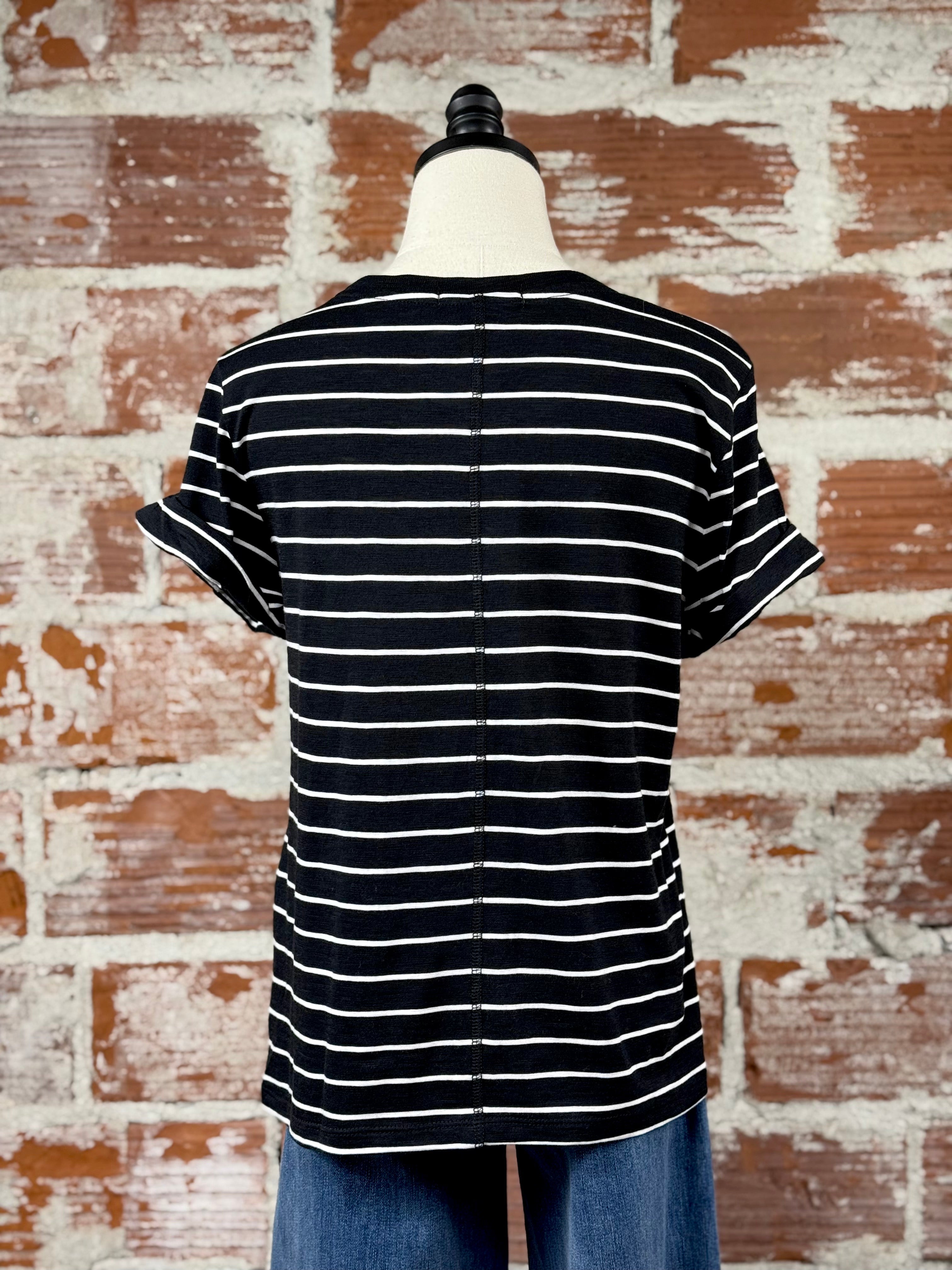Sanctuary The Perfect Tee Remix in Black and White Stripe-122 - Jersey Tops S/S (Dec - May)-Little Bird Boutique
