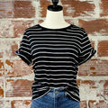 Sanctuary The Perfect Tee Remix in Black and White Stripe-122 - Jersey Tops S/S (Dec - May)-Little Bird Boutique