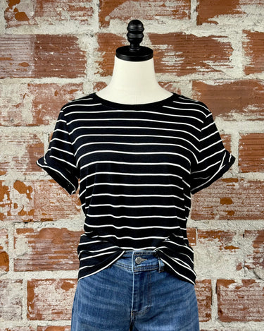 Sanctuary The Perfect Tee Remix in Black and White Stripe-122 - Jersey Tops S/S (Dec - May)-Little Bird Boutique