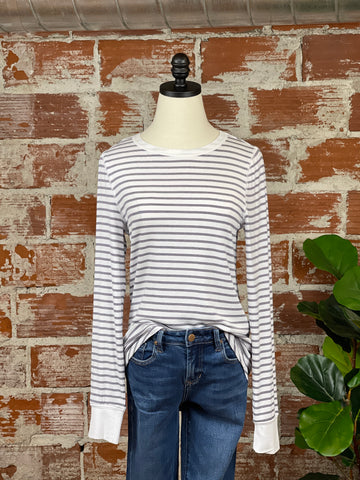 Thread & Supply Stacy Top in White and Navy Stripe