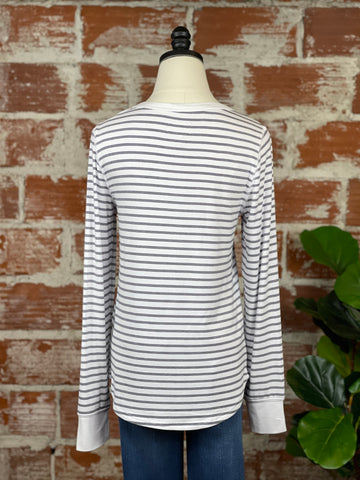 Thread & Supply Stacy Top in White and Navy Stripe
