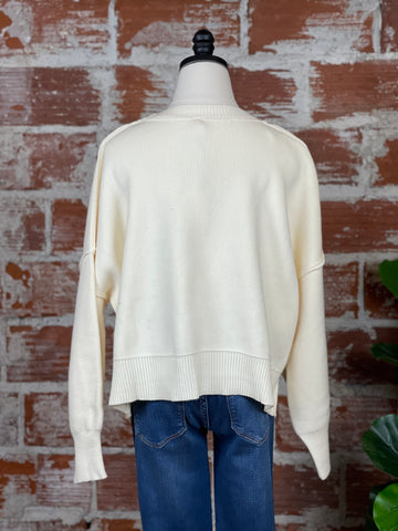 Relaxed Crop Sweater in Cream