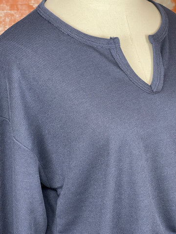 Waffle Knit Top in Navy