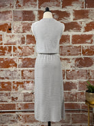 Matty M Darby Midi Dress in Grey and Ivory-152 Dresses - Long-Little Bird Boutique