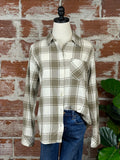 Thread & Supply Rory Top in Caper Green Plaid-112 Woven Tops - Long Sleeve-Little Bird Boutique
