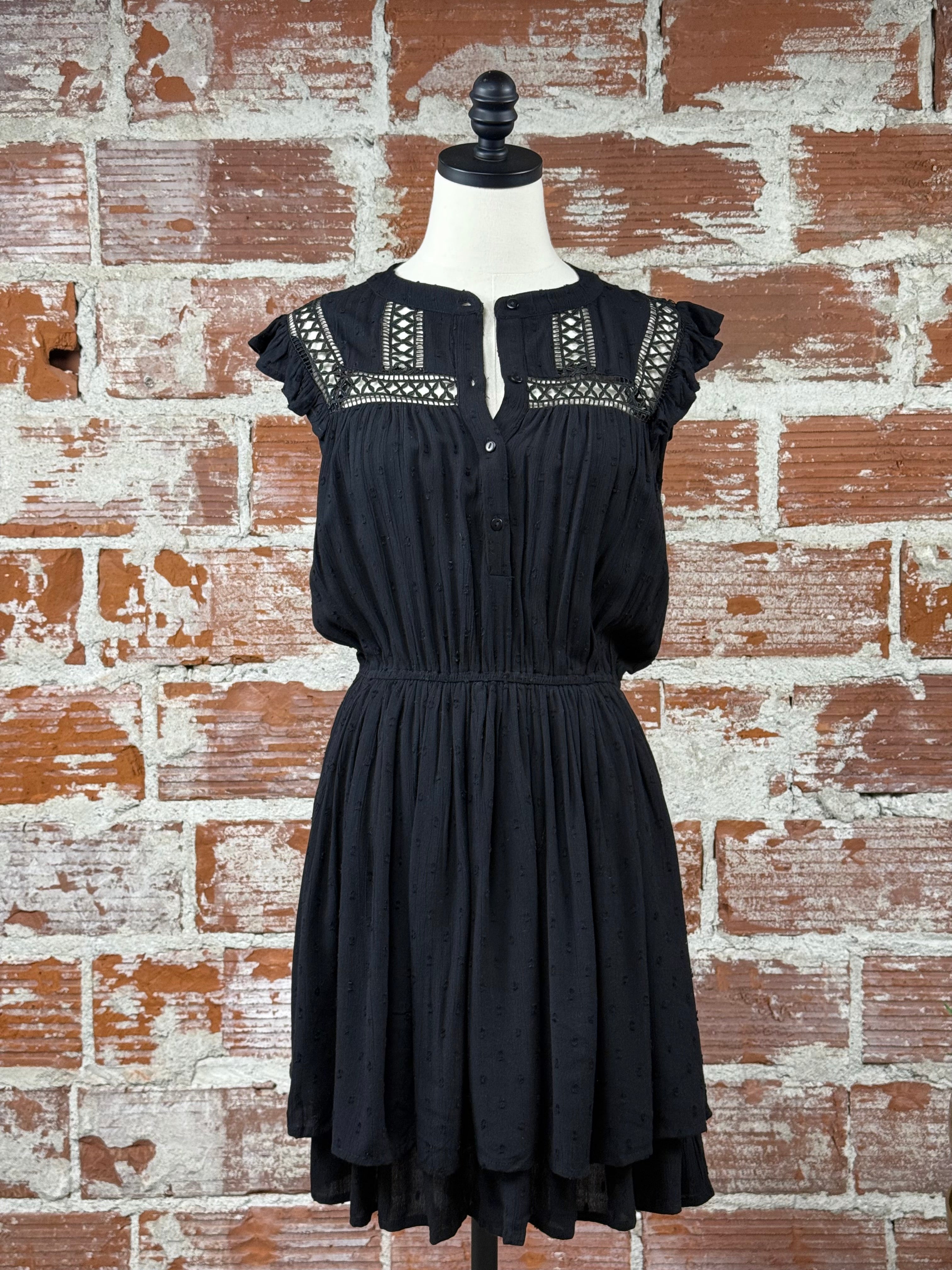 Dex Swiss Dot Mini Dress in Black-151 Dresses - Short-Little Bird Boutique