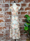 Blurred Floral Ruffle Wrap Dress-152 Dresses - Long-Little Bird Boutique