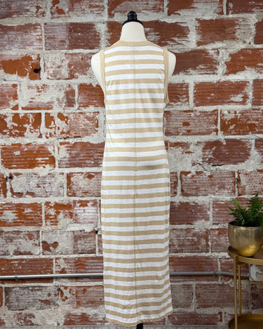 Sanctuary Contrast Trim Maxi Dress in Sandstone and White Stripe-152 Dresses - Long-Little Bird Boutique