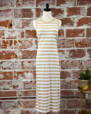 Sanctuary Contrast Trim Maxi Dress in Sandstone and White Stripe-152 Dresses - Long-Little Bird Boutique
