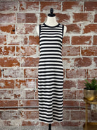 Sanctuary Contrast Trim Maxi Dress in Black and White Stripe-152 Dresses - Long-Little Bird Boutique