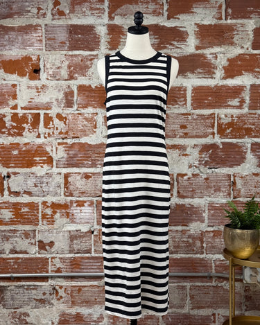 Sanctuary Contrast Trim Maxi Dress in Black and White Stripe-152 Dresses - Long-Little Bird Boutique