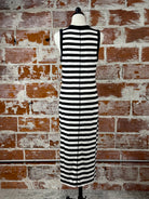 Sanctuary Contrast Trim Maxi Dress in Black and White Stripe-152 Dresses - Long-Little Bird Boutique