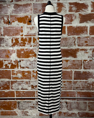 Sanctuary Contrast Trim Maxi Dress in Black and White Stripe-152 Dresses - Long-Little Bird Boutique