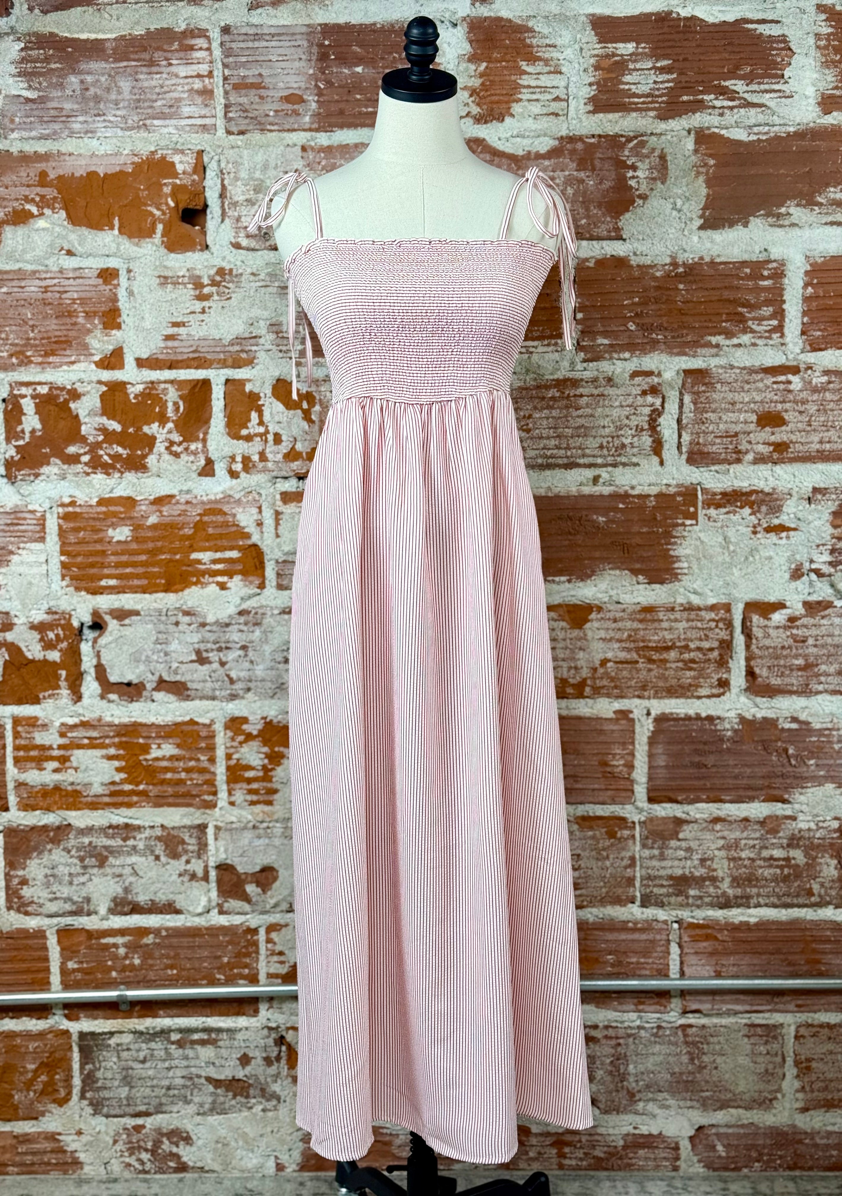 Sophie Dress in Red and White Stripe-152 Dresses - Long-Little Bird Boutique