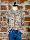 THML Ruched Sleeve Floral Top-111 Woven Tops - Short Sleeve-Little Bird Boutique