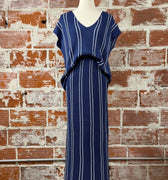 Nora Two Piece Sweater and Skirt Set in Navy and White-160 Jumpsuits/ Rompers-Little Bird Boutique