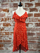 Apricot Leopard Print Dress in Red-152 Dresses - Long-Little Bird Boutique