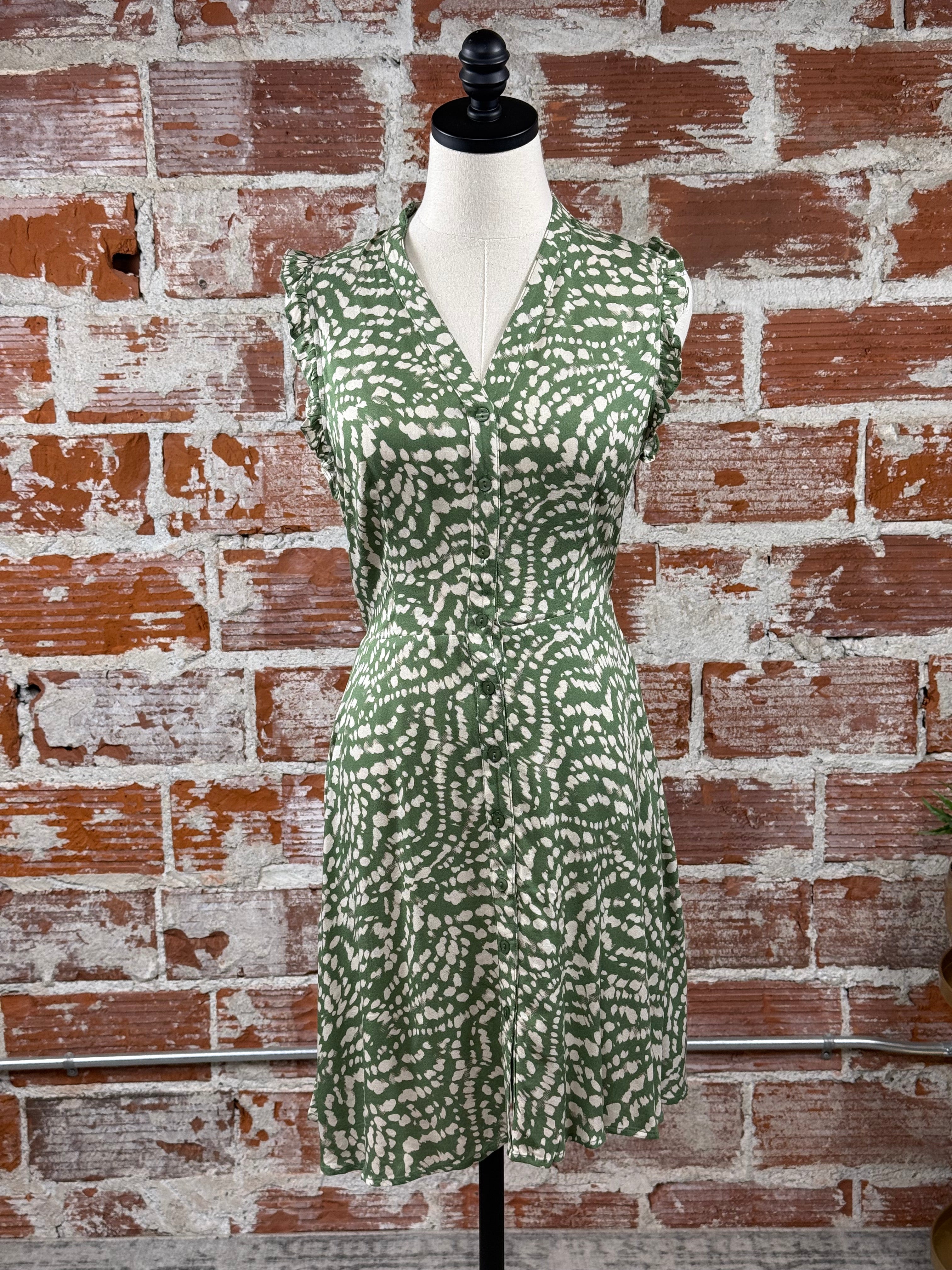 Apricot Vervet Dress in Thyme-151 Dresses - Short-Little Bird Boutique