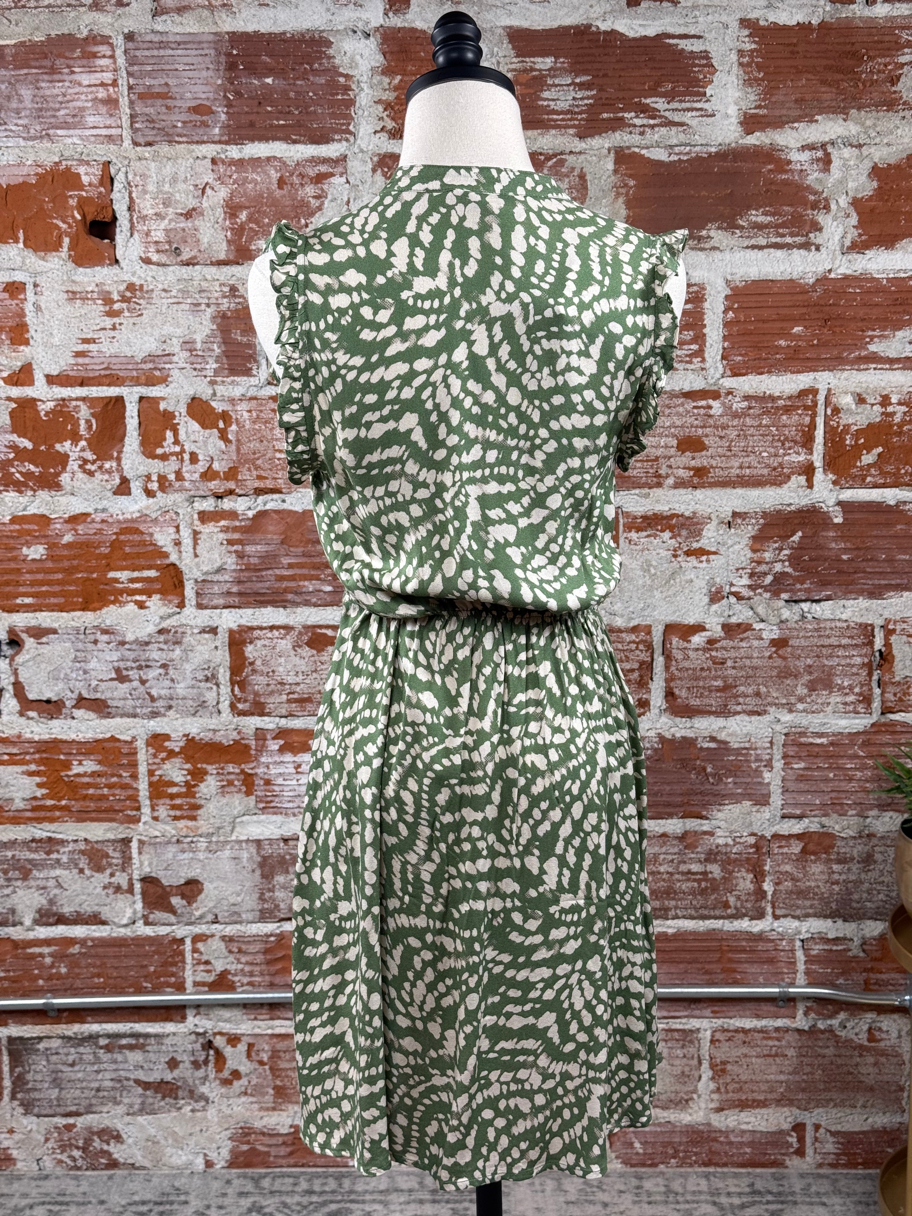 Apricot Vervet Dress in Thyme-151 Dresses - Short-Little Bird Boutique