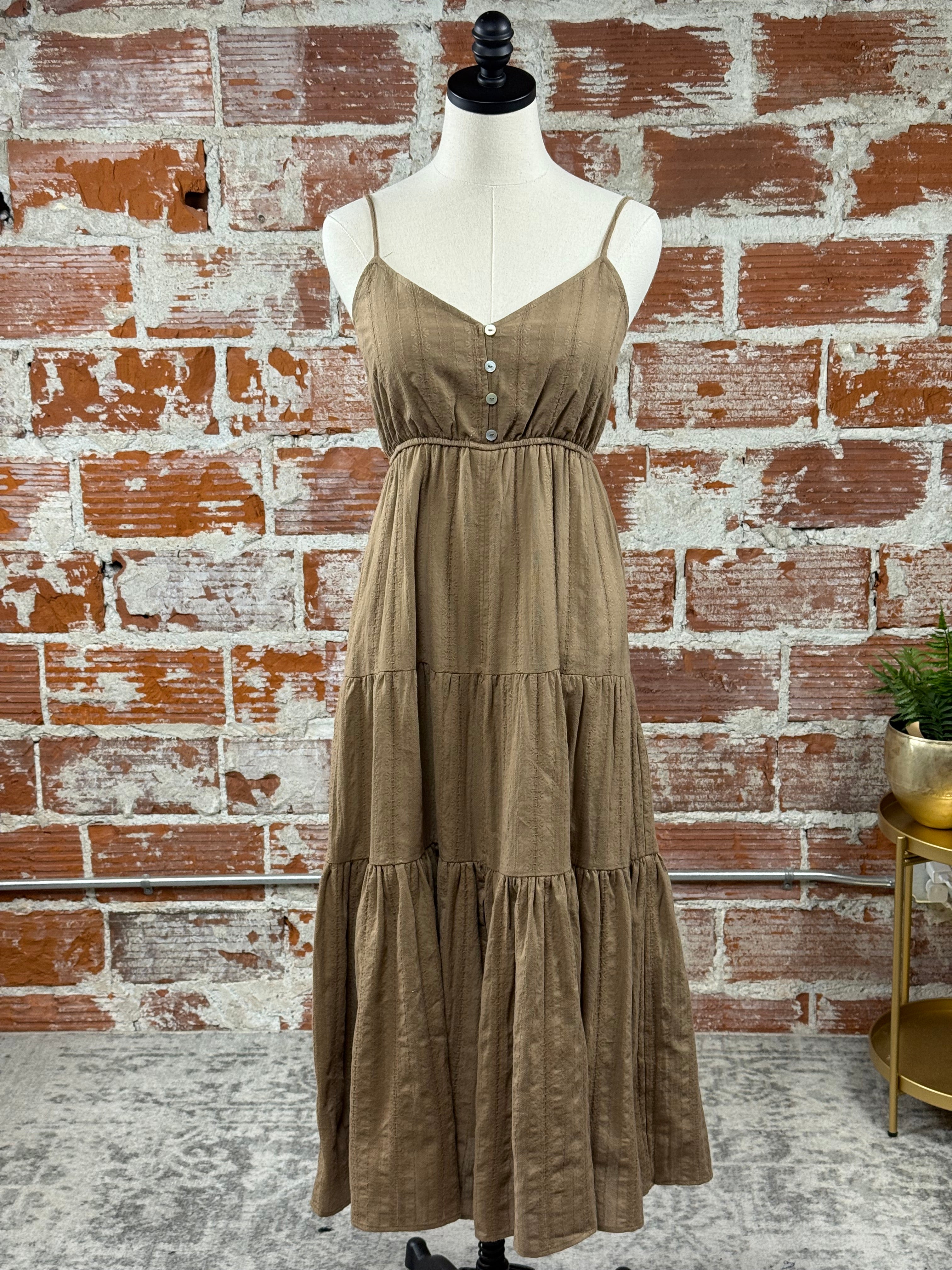 Flag & Anthem Daphne Tiered Sundress in Mocha-152 Dresses - Long-Little Bird Boutique