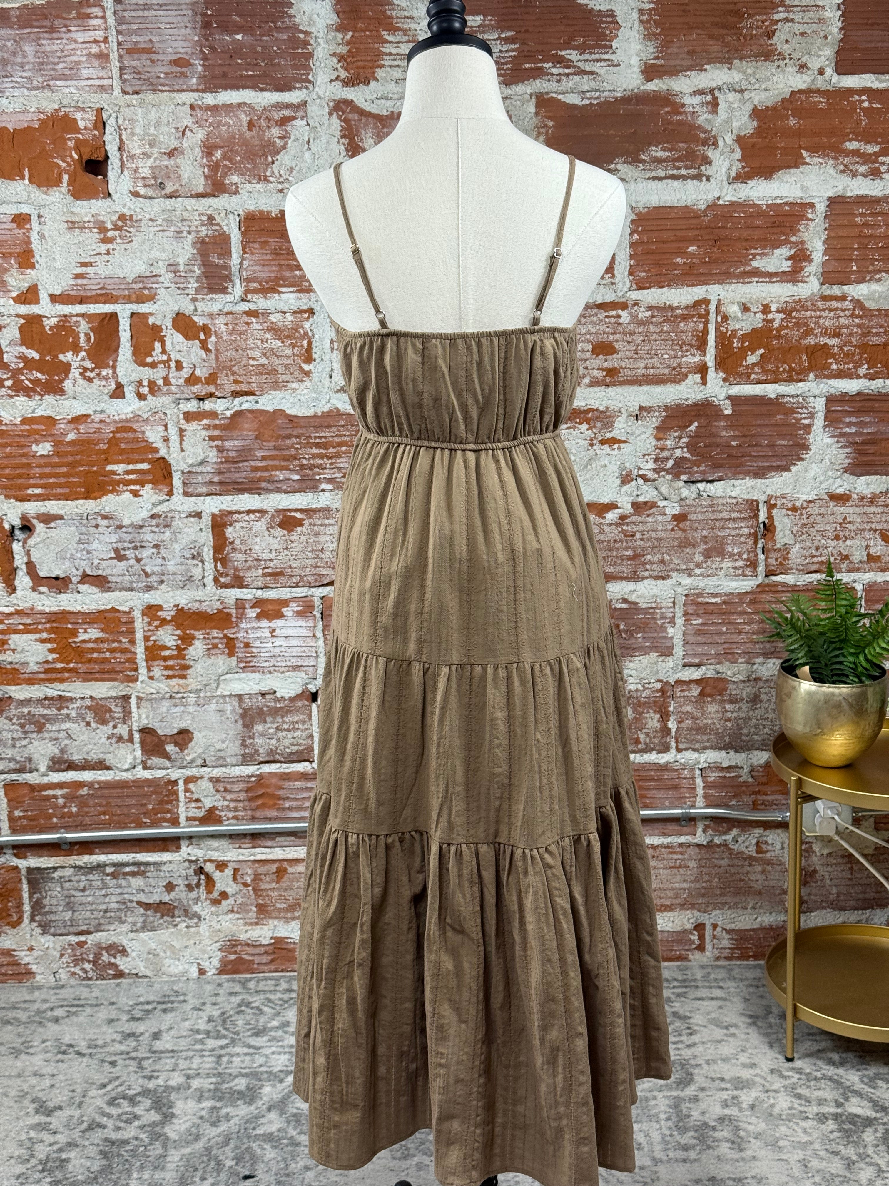 Flag & Anthem Daphne Tiered Sundress in Mocha-152 Dresses - Long-Little Bird Boutique