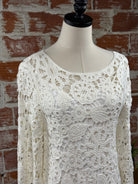 Apricot Crochet Bell Sleeve Shift Dress-151 Dresses - Short-Little Bird Boutique