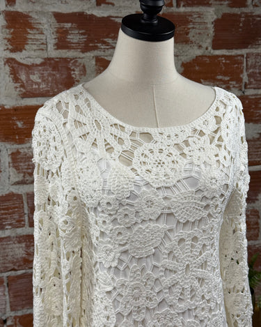 Apricot Crochet Bell Sleeve Shift Dress-151 Dresses - Short-Little Bird Boutique