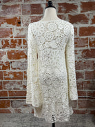 Apricot Crochet Bell Sleeve Shift Dress-151 Dresses - Short-Little Bird Boutique