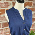 Apricot Tetra Button Down Dress in Navy-151 Dresses - Short-Little Bird Boutique
