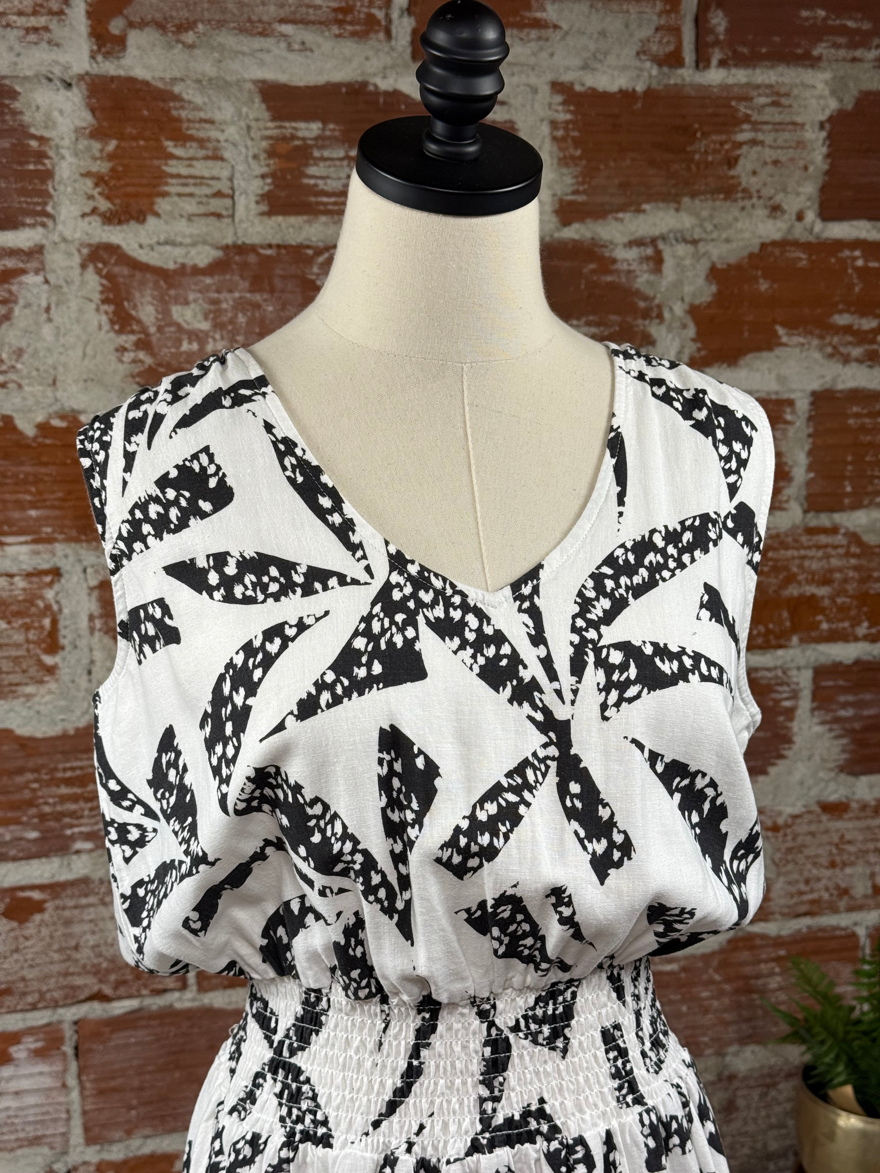 Jak & Rae Lorenza Black & White Dress-152 Dresses - Long-Little Bird Boutique