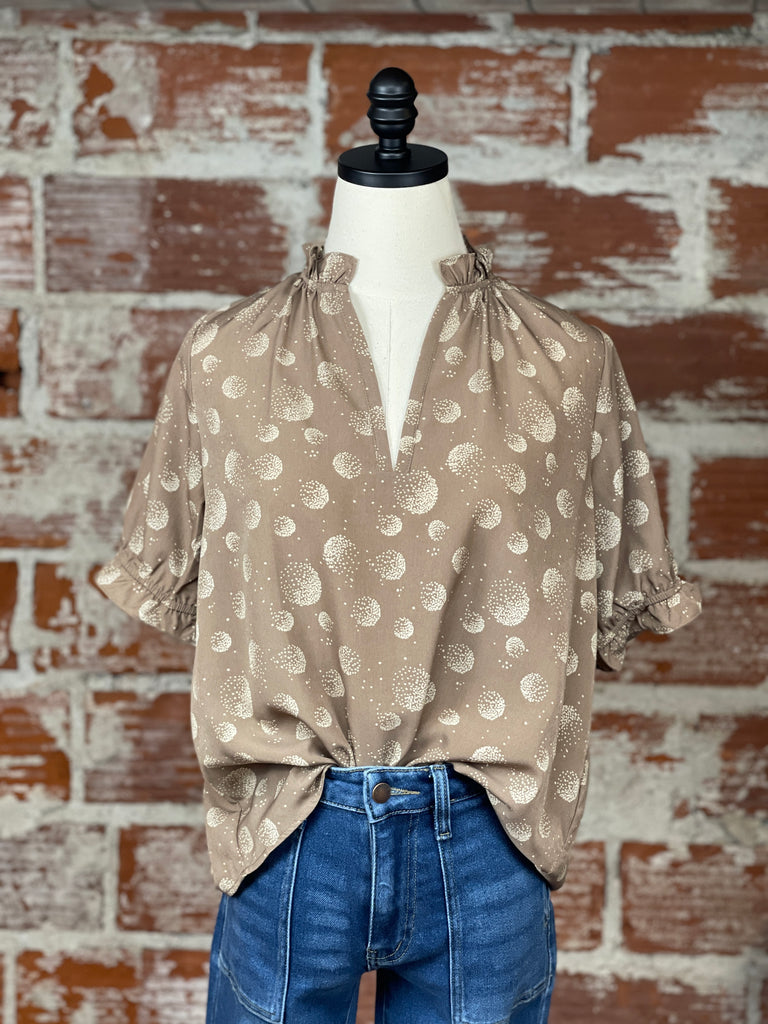 Emily Dot Top in Taupe