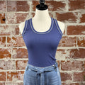 Flag & Anthem Lottie Contrast Stitch Tank in Navy-122 - Jersey Tops S/S (Dec - May)-Little Bird Boutique
