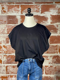 Dolman Jersey Top in Black-111 Woven Tops - Short Sleeve-Little Bird Boutique