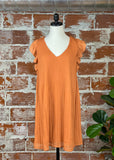 Pleated Mini Dress in Brick-151 Dresses - Short-Little Bird Boutique