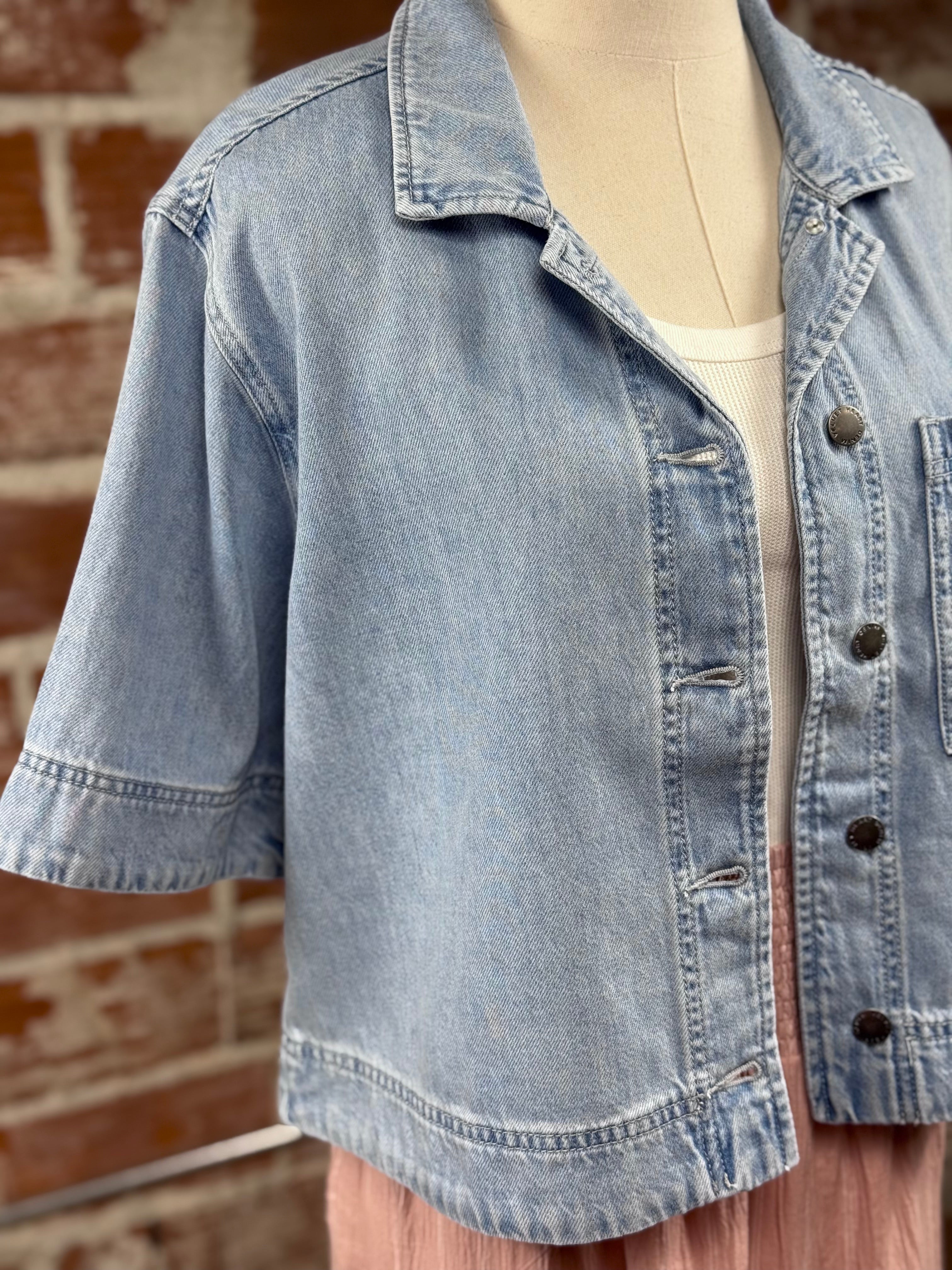 Velvet Heart Heather Shirt in Vintage Cloud-112 - Woven Top S/S (Dec - May)-Little Bird Boutique