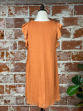 Pleated Mini Dress in Brick-151 Dresses - Short-Little Bird Boutique